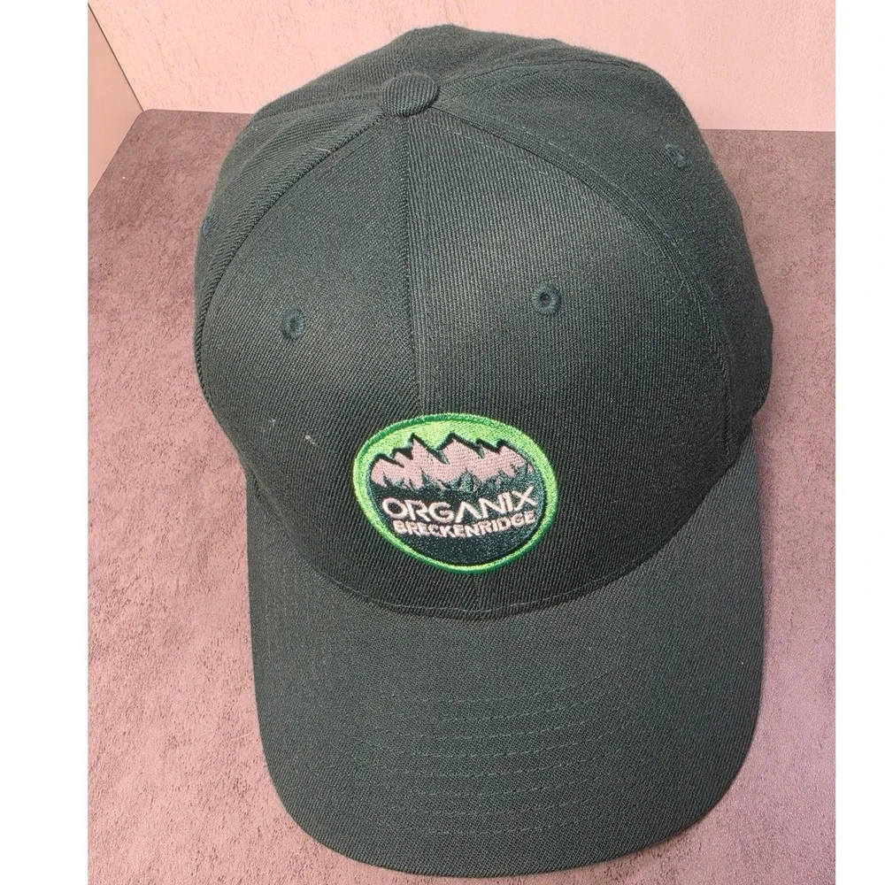 Organix Breckenridge Flexfit Hat Mens L-XL Forest Green Mountain Patch Cap - Picture 2 of 9